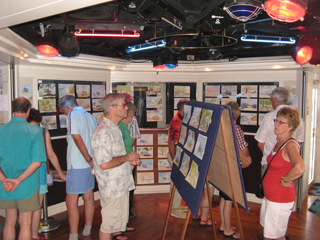 End of Cruise Exhibition - Painting classes on board ship, run by Peter Woolley