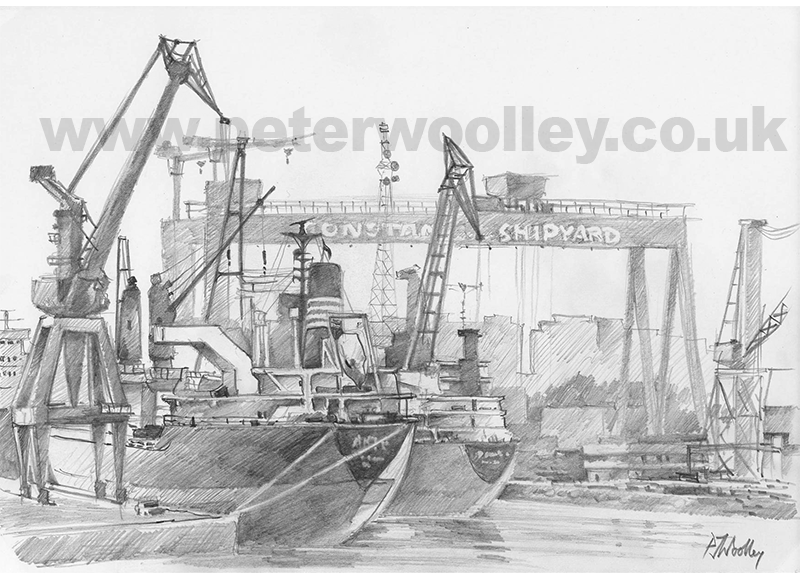 Constanta Shipyard (Pencil Sketch)