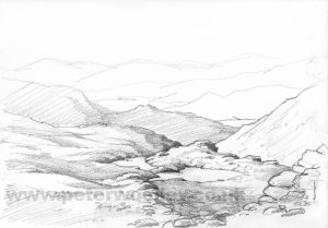 Derwentwater,from Seathwaite Fell (Pencil Sketch)