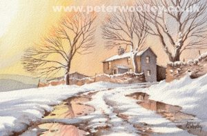 Winter Light, Spray House Farm, Hayfield (Original Watercolour)