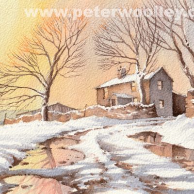 Winter Light, Spray House Farm, Hayfield (Original Watercolour)