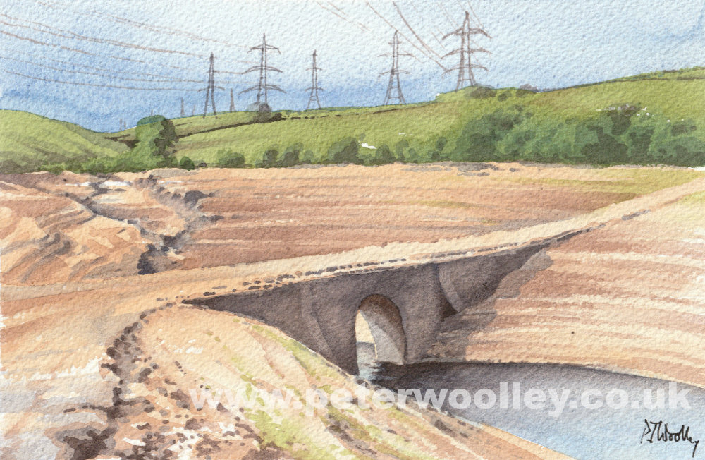 Low Water, Baitings Reservoir (Original Watercolour)